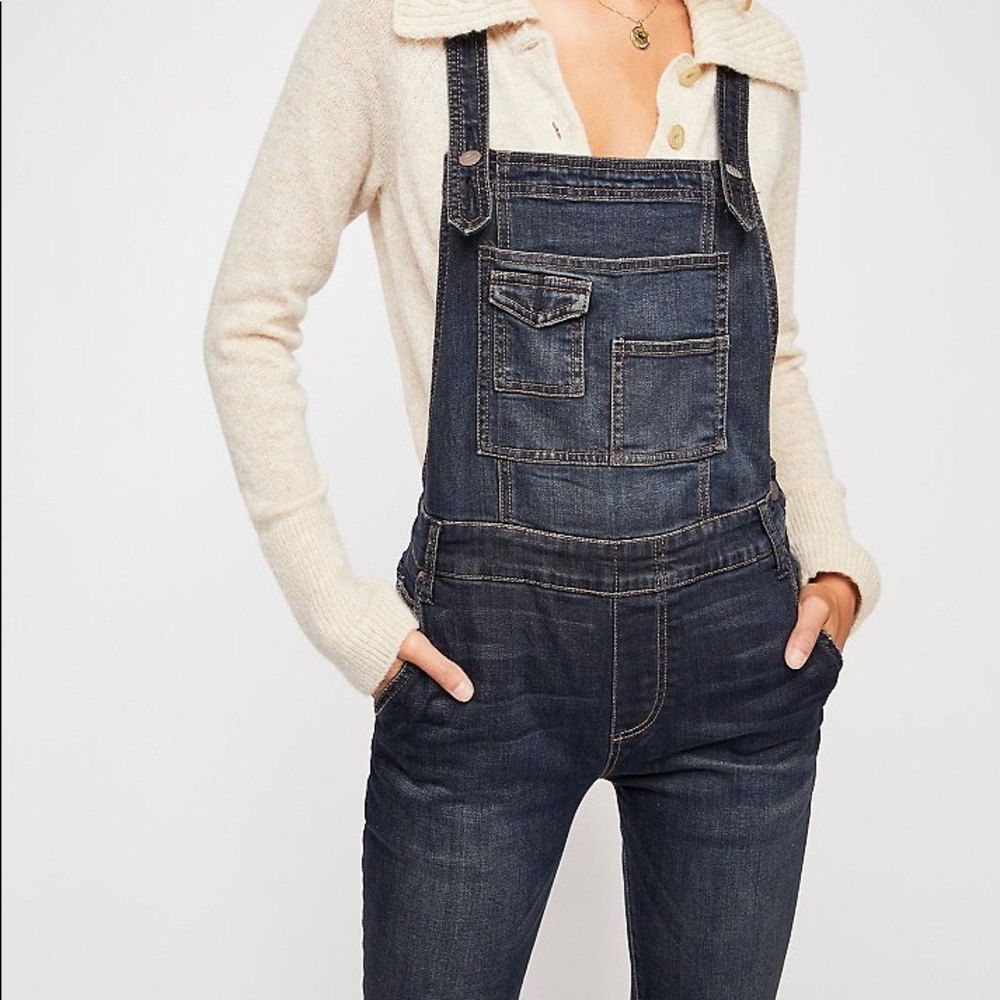 Free People Cropped Distressed Overalls 27